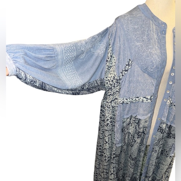 Free People Blue Patchwork Maxi Duster Dress - Picture 5 of 9